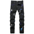 Amiri Jeans Cross Pattern Ripped Stretch Jeans